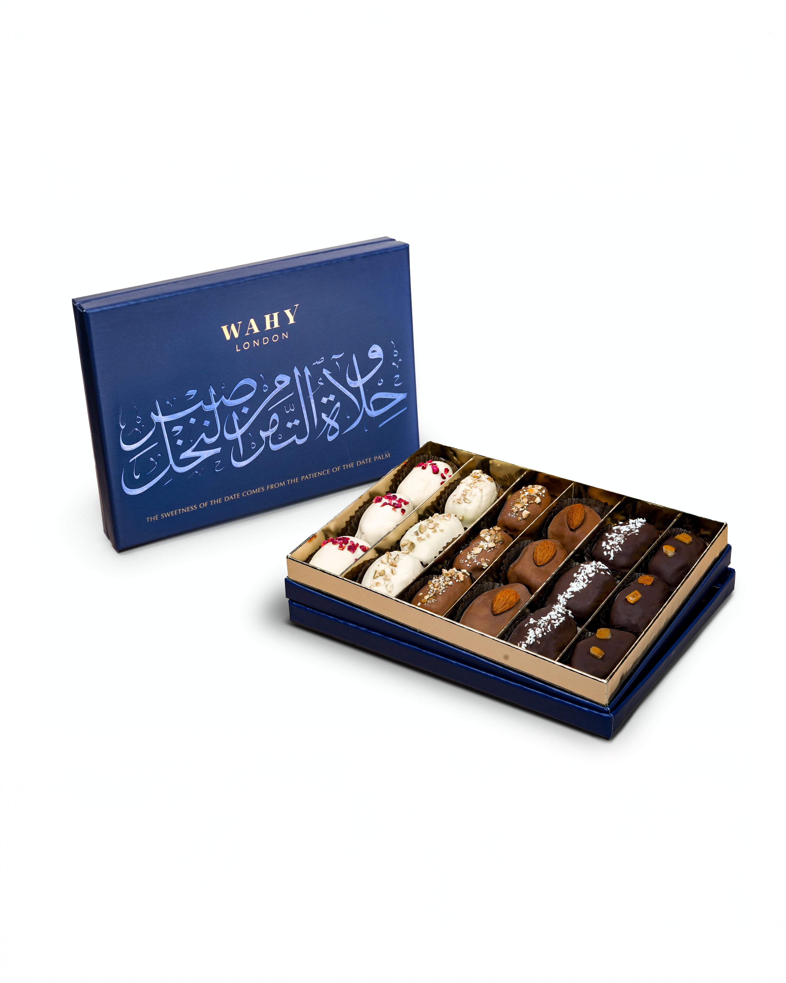 Luxury Chocolate Coated Medjool Dates – Assorted Milk, Dark & White Chocolate - premium Medjool dates coated in milk, dark & white chocolate. Perfect for gifting or elegant treats.