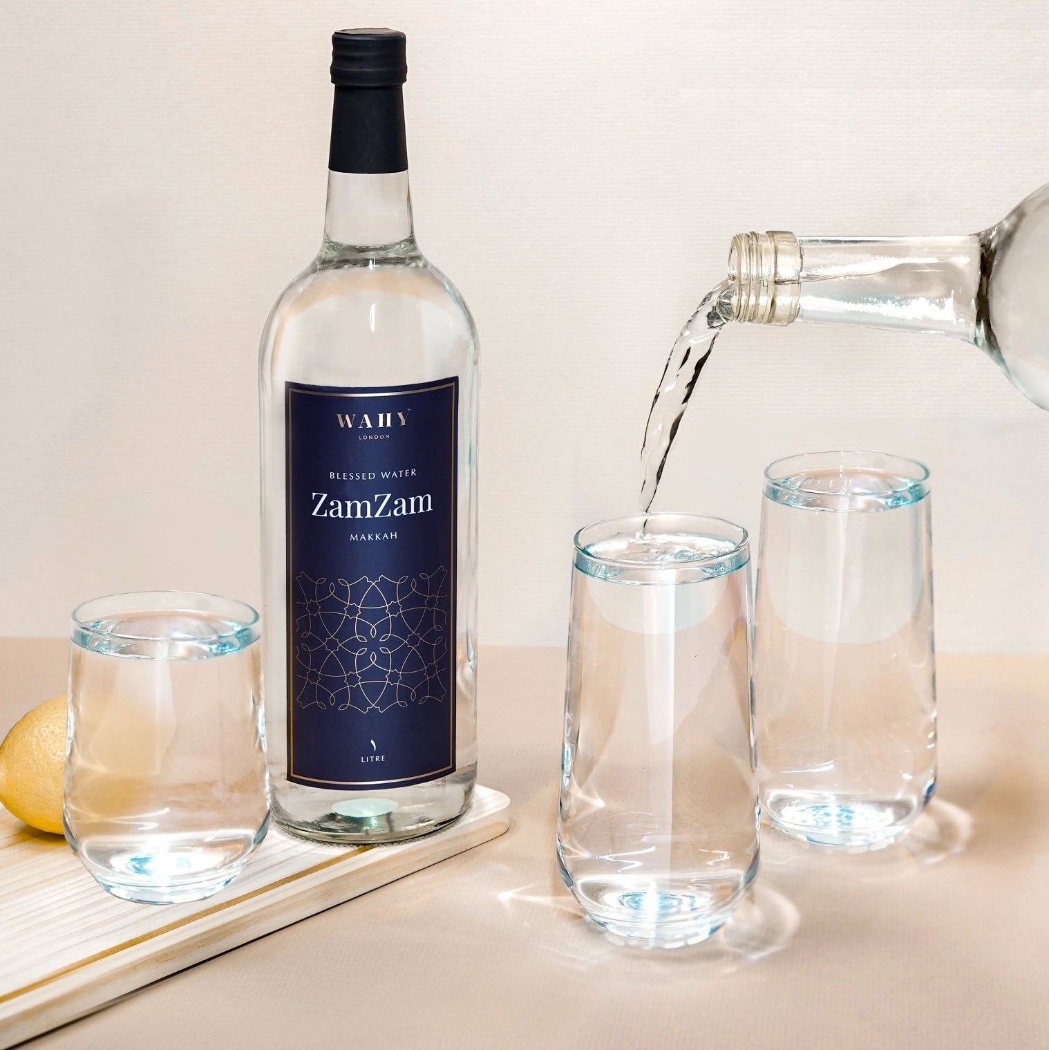 Zamzam water poured out from a luxury gift bottle