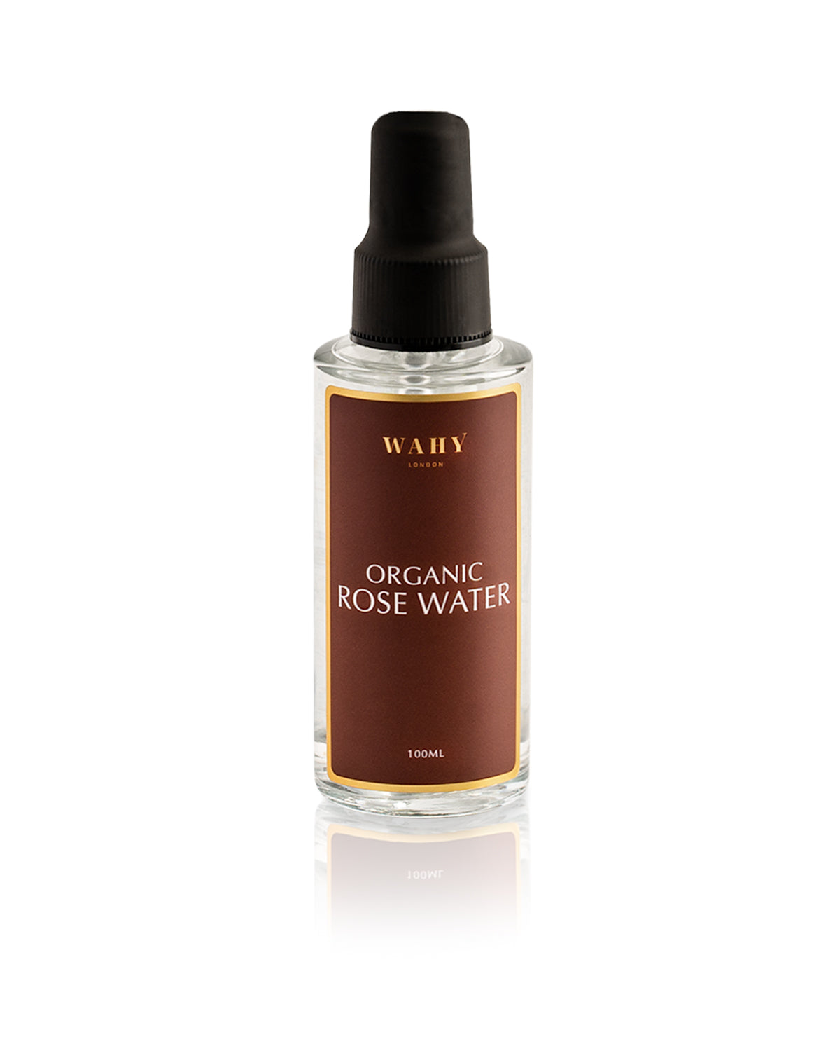 WAHY London Organic Rose Water (100ml), pure distilled Damask rose hydrosol for skin toning, hydration, beauty rituals and natural floral wellness.