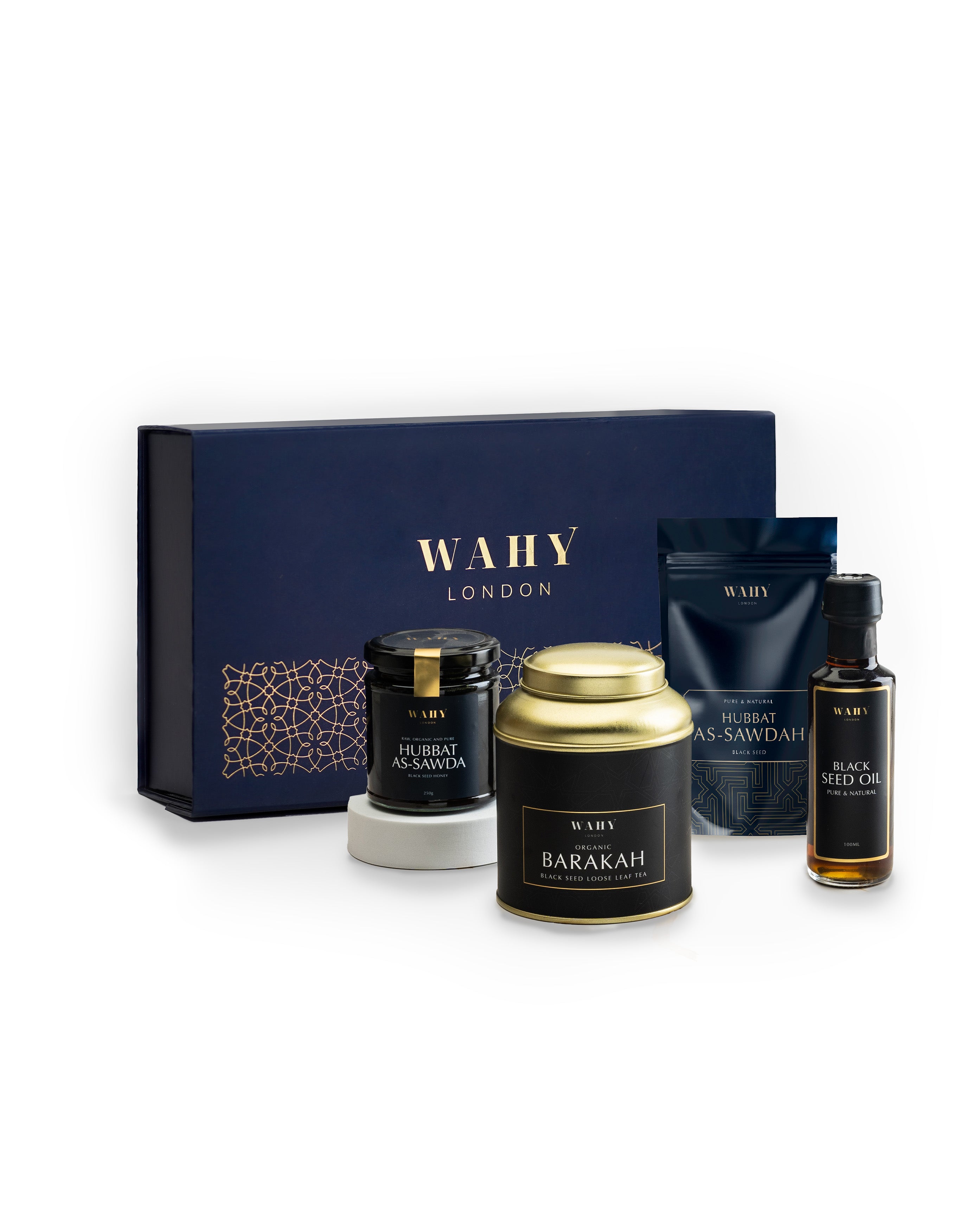 Discover WAHY London’s Black Seed Hamper, a luxury Nigella sativa hamper with cold-pressed oil, raw seeds, infused honey and herbal tea. Perfect for wellness, heritage rituals or gifting.